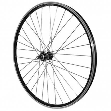 Roue vtc 700x35 arriere m240 alu noire renforce moy noir blocage rl 6-7v. special loueur (jante double paroi avec