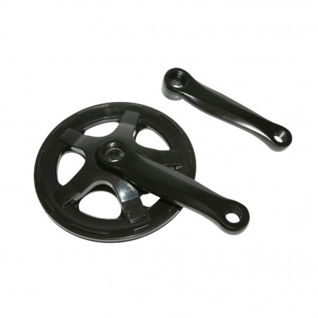 PEDALIER VTT P2R 5-6 ACIER NOIR 140mm PLATEAU 40D. AVEC PROTEGE CHAINE