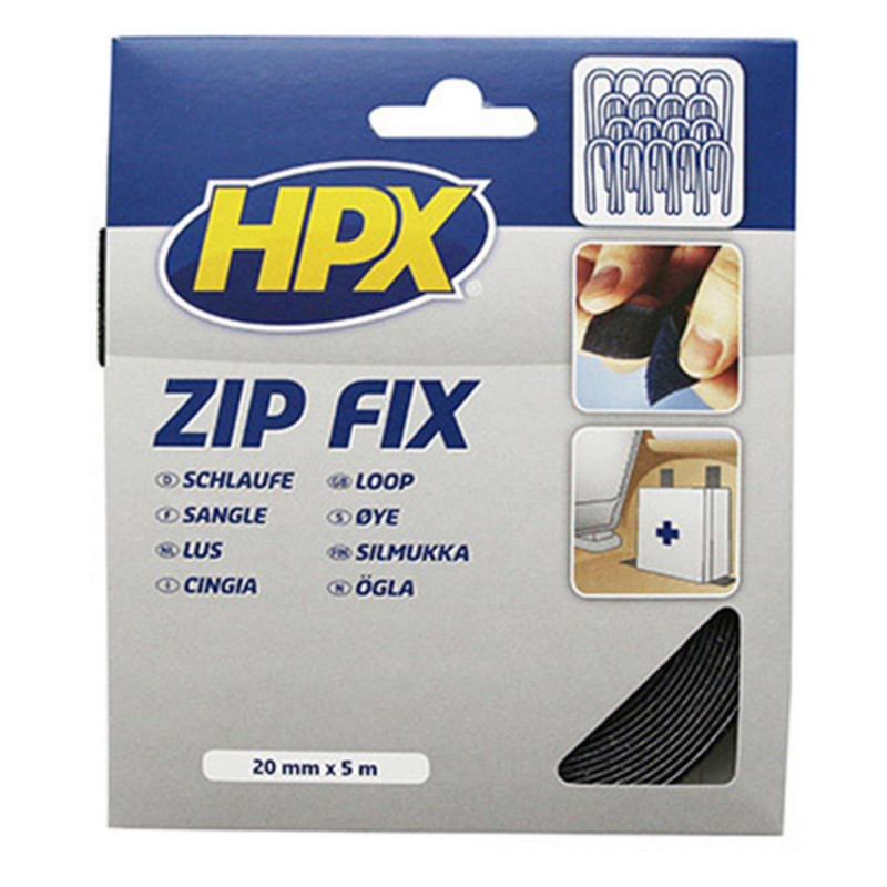 RUBAN ADHESIF HPX AUTO-AGRIPPANT ZIP FIX SANGLE NOIR 20mm x 5M