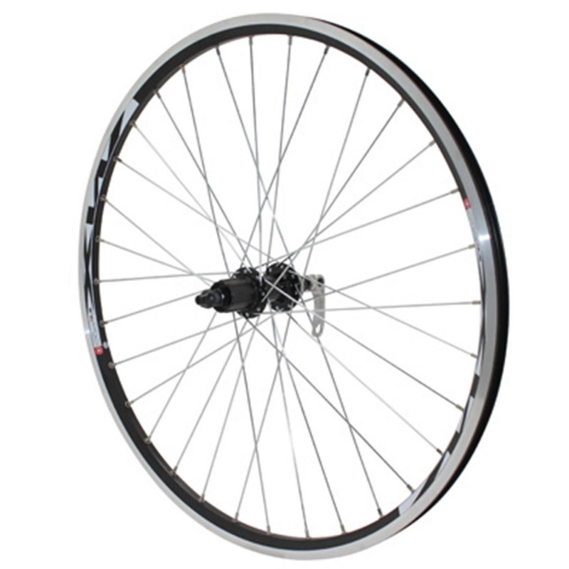Roue vtt 26" combo arriere noir double paroi oeillet moyeu Shimano acera disc centerlock pour Shimano-Sram 10-9v. noir rayon