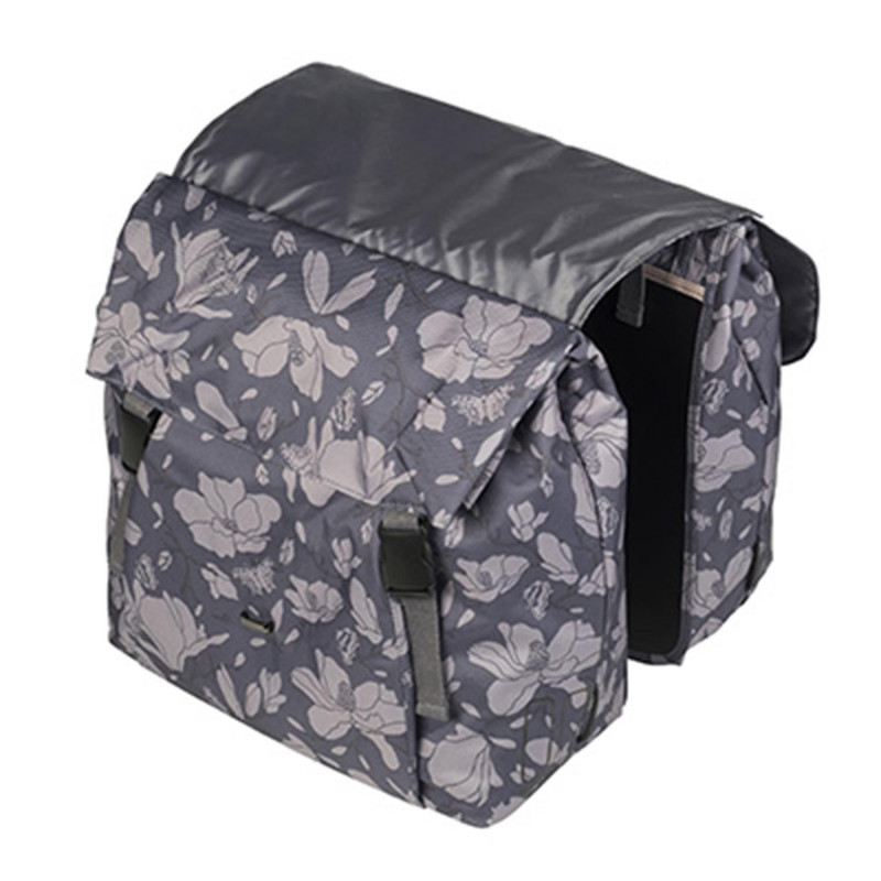 SACOCHE ARRIERE VELO DOUBLE BASIL IMPERMEABLE MAGNOLIA 35L BLACKBERRY FIXATION SANGLES SUR PORTE BAGAGE (43x28x30cm)