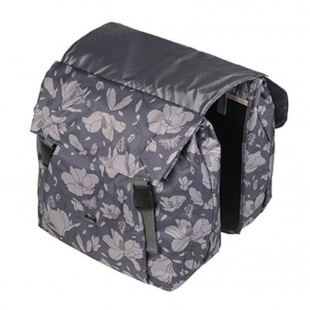 SACOCHE ARRIERE VELO DOUBLE BASIL IMPERMEABLE MAGNOLIA 35L BLACKBERRY FIXATION SANGLES SUR PORTE BAGAGE (43x28x30cm)
