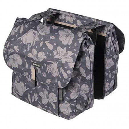 SACOCHE ARRIERE VELO DOUBLE BASIL IMPERMEABLE MAGNOLIA 35L BLACKBERRY FIXATION SANGLES SUR PORTE BAGAGE (43x28x30cm)
