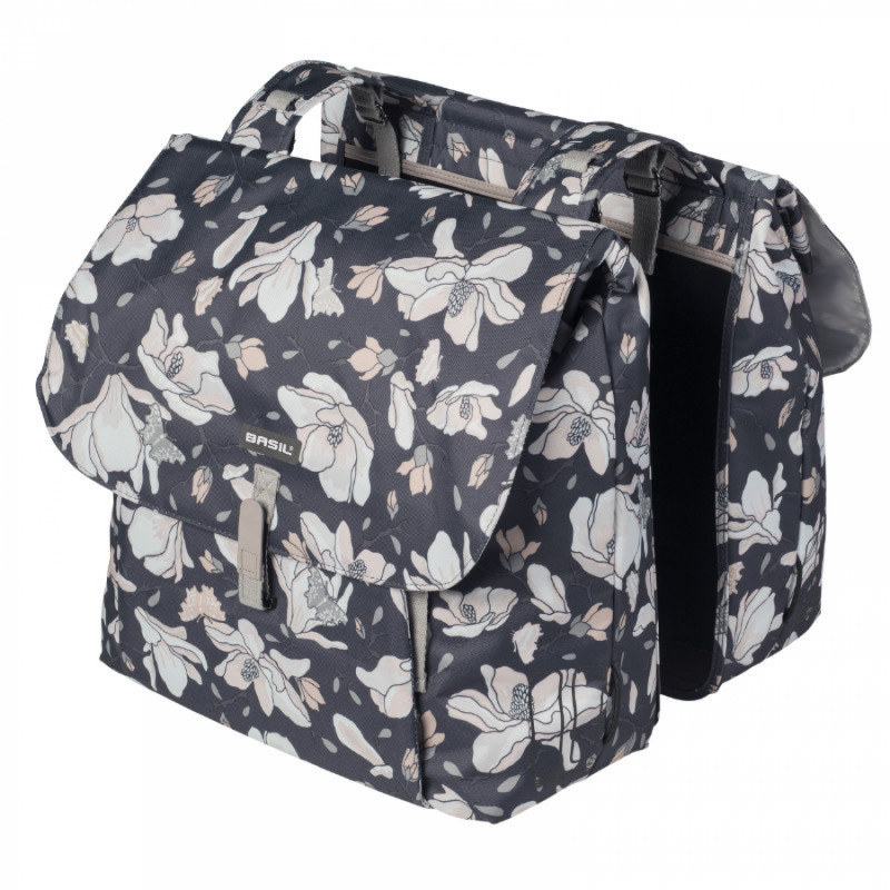 SACOCHE ARRIERE VELO DOUBLE BASIL WATERPROOF MAGNOLIA 35L PASTEL POWDERS FIXATION SANGLES SUR PORTE BAGAGE (43x28x30cm)