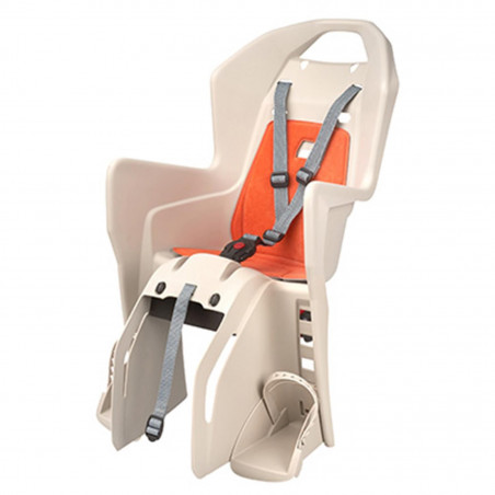 PORTE BEBE-SIEGE ENFANT ARRIERE POLISPORT A FIXER SUR PORTE BAGAGE FIXATION ETAU KOOLAH CREME COUSSIN ORANGE (9 A 22Kgs)