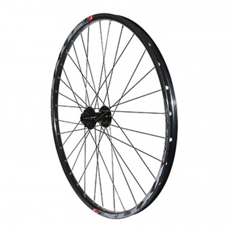 ROUE VTT 27.5" KLIXX ALL MOUNTAIN DISC 6TROUS AVANT NOIR A ROULEMENTS (TUBELESS ET TUBETYPE) 6 TROUS POUR AXE TRAVERSANT