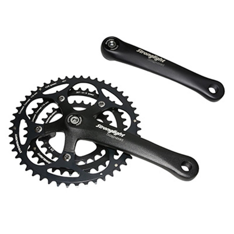 PEDALIER ROUTE STRONGLIGHT 9-10V. IMPACT NOIR 170mm 48-38-28 COMPATIBLE 8V. (AXE CARRE 115mm)