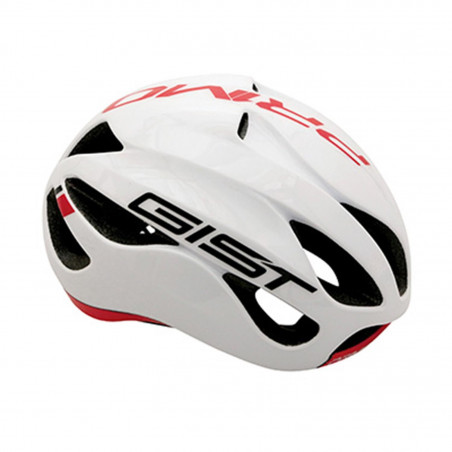 CASQUE VELO ADULTE GIST ROUTE PRIMO BLANC-ROUGE FULL IN-MOLD TAILLE 52-57 REGLAGE MOLETTE 250GRS