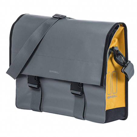 SACOCHE ARRIERE VELO LATERALE BASIL URBAN LOAD 17L GRIS-ORANGE 100% WATERPROOF - (31x15x29cm)