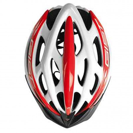 CASQUE VELO ADULTE GIST ROUTE-VTT FASTER BLANC-ROUGE IN-MOLD TAILLE 56-62 REGLAGE MOLETTE 240 g