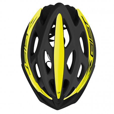 CASQUE VELO ADULTE GIST ROUTE-VTT FASTER NOIR-JAUNE FLUO IN-MOLD TAILLE 52-58 REGLAGE MOLETTE 240 g