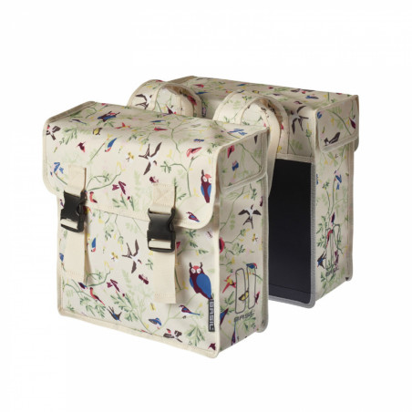 SACOCHE ARRIERE VELO DOUBLE BASIL WANDERLUST 35L IVOIRE FIXATION VELCROS SUR PORTE BAGAGE (37x15x37cm)