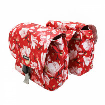 SACOCHE ARRIERE VELO PLIANT DOUBLE BASIL IMPERMEABLE MAGNOLIA 25L POPPY ROUGE FIXATION SANGLES SUR PORTE BAGAGE (32x17x8cm)