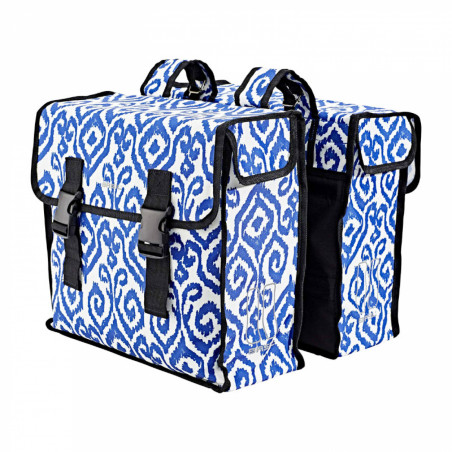 SACOCHE ARRIERE VELO DOUBLE BASIL MARA XL 35L BLANC-BLEU (43x14x36cm)