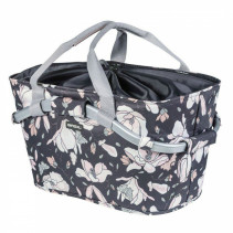 PANIER ARRIERE TOILE BASIL 2DAY MAGNOLIA PASTEL POWDERS AVEC ANSE FIXATION CLIP AUTOMATIQUE SUR PORTE BAGAGE SPECIFIQUE MIK