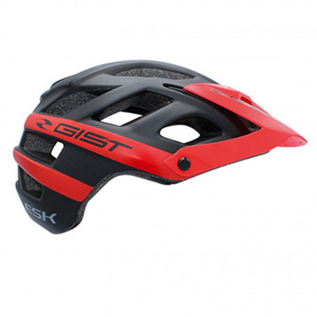 CASQUE VELO ADULTE GIST VTT ENDURO ESK NOIR-ROUGE IN-MOLD TAILLE 52-58 AVEC VISIERE ET FIT-SYSTEM (VENDU EN BOITE)