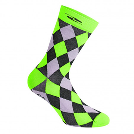 CHAUSSETTES-SOCQUETTES ETE GIST DAMIER VERT FLUO 44-47 ANTIBACTERIEN - HAUTEUR 26CM (PAIRE) -5872