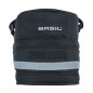 SACOCHE DE SELLE VELO BASIL MADA 1L NOIR FIXATION SANGLES SUR CHARIOT DE SELLE AVEC SOUFFLET