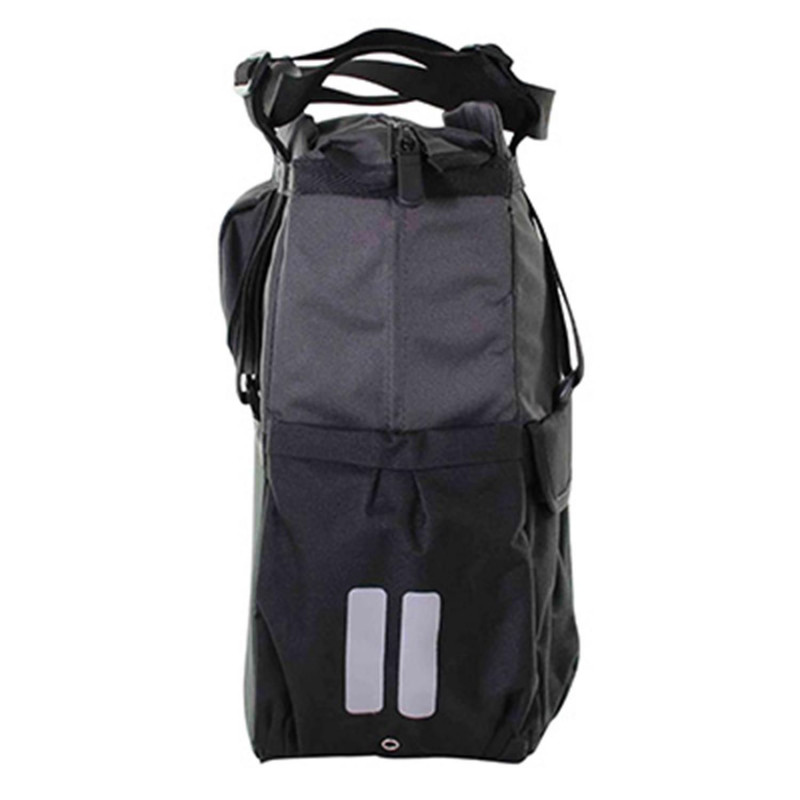 SACOCHE ARRIERE VELO LATERALE BASIL SHOPPER XL NOIR-GRIS DROIT-GAUCHE 20L (FIXATION PORTE BAGAGE)