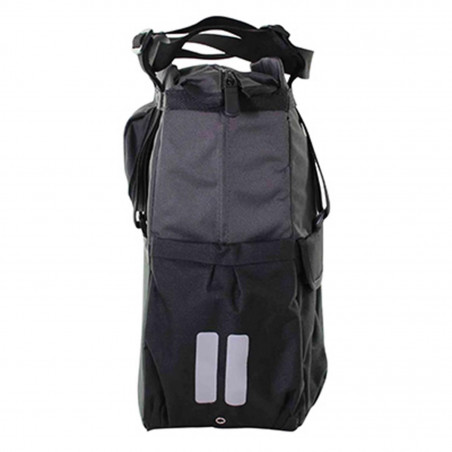 SACOCHE ARRIERE VELO LATERALE BASIL SHOPPER XL NOIR-GRIS DROIT-GAUCHE 20L (FIXATION PORTE BAGAGE)