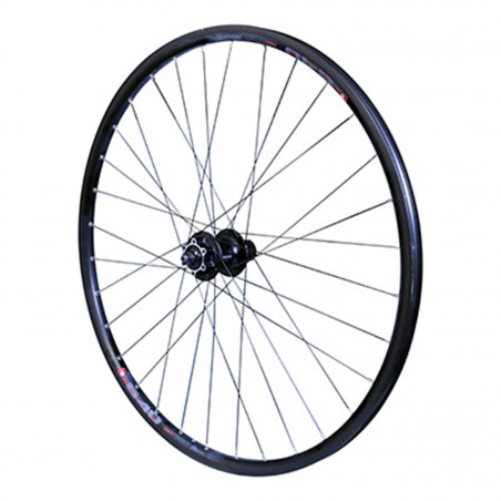 Roue vtc 700x35 disc arriere m640 alu noir moyeu pour Shimano disc m745 6 trous pour cassette Shimano-Sram 10-9v. tubetype et