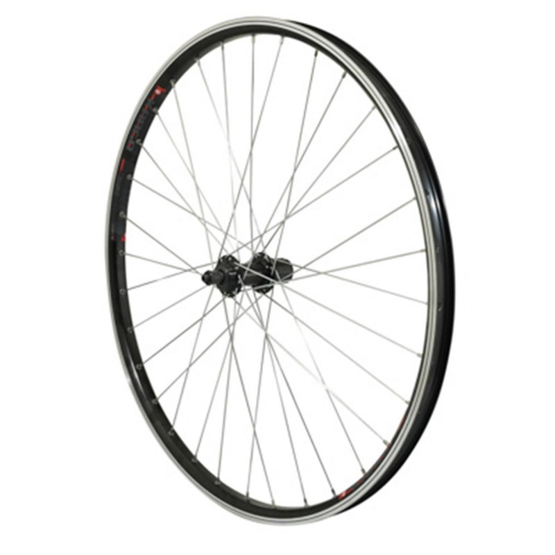 Roue vtc 700x35 arriere kargo vae-e-bike alu noire double paroi moyeu Shimano tx500 cassette 9-8v. (renforce)