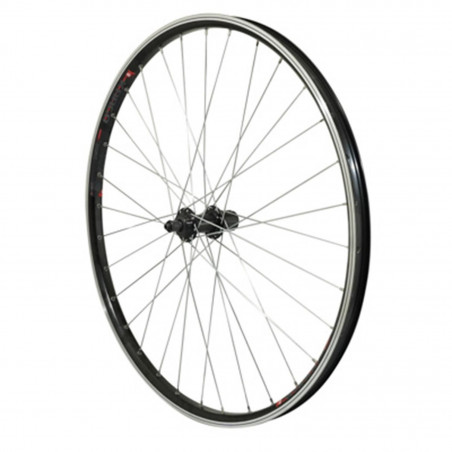 Roue vtc 700x35 arriere kargo vae-e-bike alu noire double paroi moyeu Shimano tx500 cassette 9-8v. (renforce)