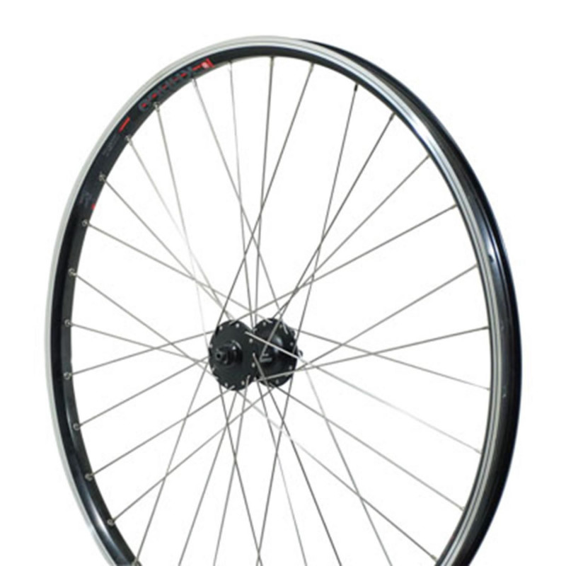 Roue vtc 700x35 avant kargo disc vae-e-bike alu double paroi moyeu Shimano m475 disc 6 trous noire blocage (renforce)