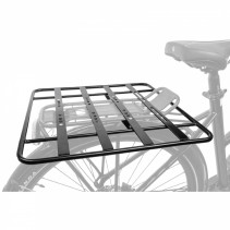 SUPPORT PORTE BAGAGE VELO ARRIERE ALU NOIR 400mm x 400mm (SE FIXE SUR LE PORTE BAGAGE EXISTANT AVEC 3 PLAQUES)