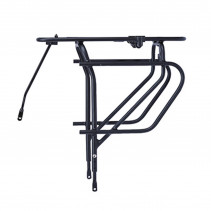PORTE BAGAGE VELO ARRIERE A TRINGLES BASIL ALU NOIR 28"-26"-700C COMPATIBLE SYSTEME MIK GAMME BASIL -poids maxi 27kgs-