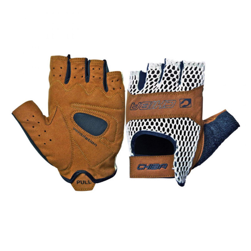 GANTS VELO COURT ADULTE CHIBA RETRO BEIGE-MARRON  M (PAIRE) - QUALITE ALLEMANDE -