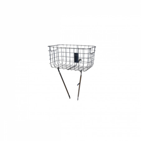 Panier avant acier, montage fixe sur fourche "BASIL ROBIN" ARGENT.