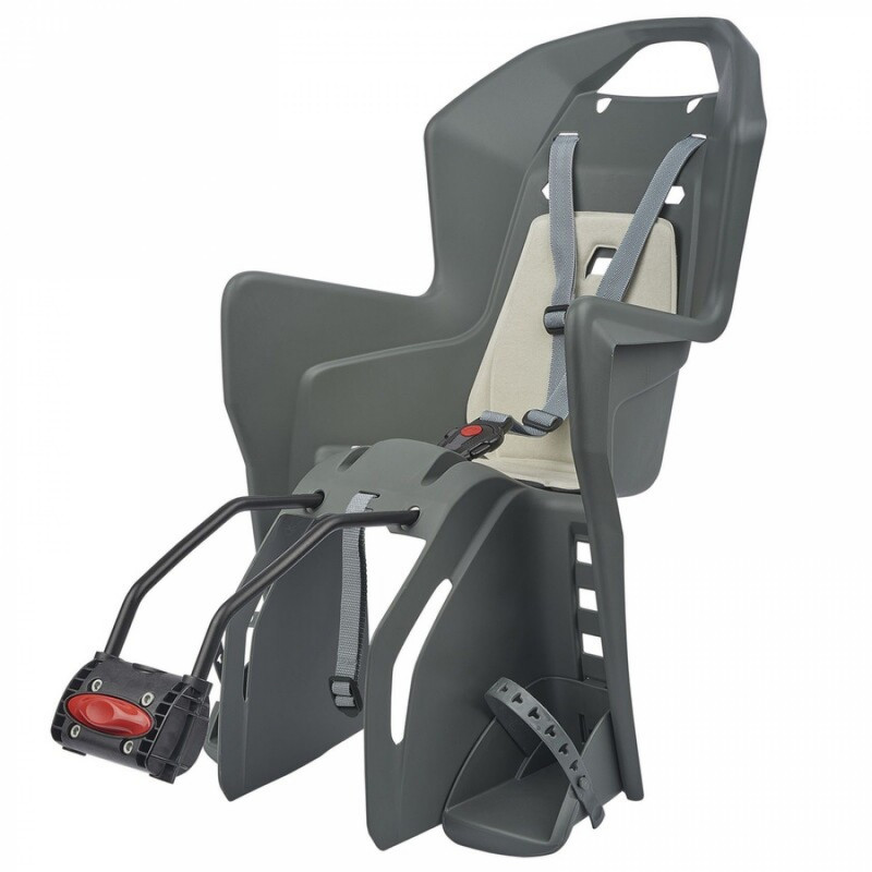 Siège enfant de vélo arrière POLISPORT Koolah FF fixation cadre - gris charbon/beige