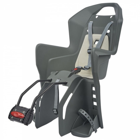 Siège enfant de vélo arrière POLISPORT Koolah FF fixation cadre - gris charbon/beige