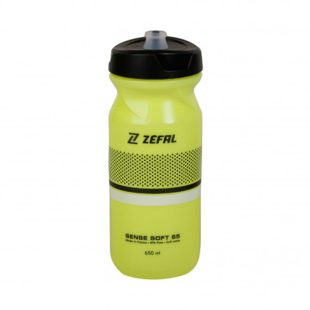 Bidon Zefal sense soft 65 jaune fluo-noir-blanc 650ml (bouchon visser et tetine etanche) (hauteur 193mm - poids 77g)