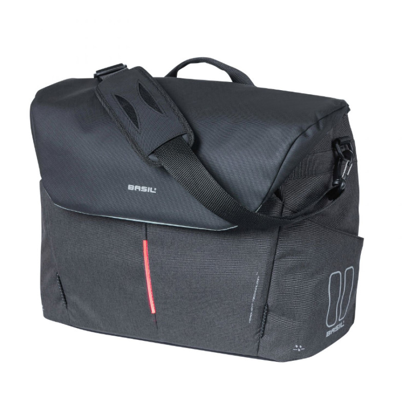 SAC VELO BASIL B-SAFE NOIR GRAPHITE WATERPROOF 17L FIXATION LATERAL SUR PORTE BAGAGE SYSTEME CROCHET HOOK POUR PORTABLE 16" 