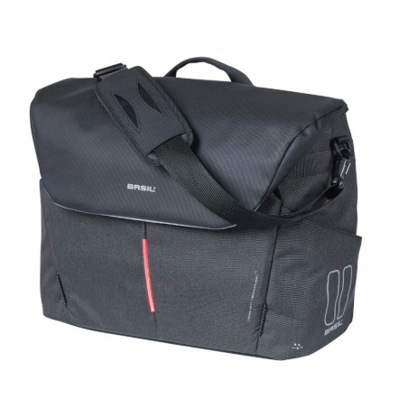 SAC VELO BASIL B-SAFE NOIR GRAPHITE WATERPROOF 17L FIXATION LATERAL SUR PORTE BAGAGE SYSTEME CROCHET HOOK POUR PORTABLE 16" 