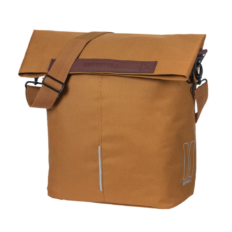 SACOCHE ARRIERE VELO LATERALE SAC BANDOULIERE BASIL CITY SHOPPER MARRON CAMEL DROIT-GAUCHE 14-16L FIXATION HOOK-ON PORTE