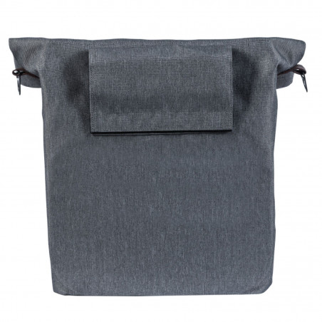 SACOCHE ARRIERE VELO LATERALE SAC BANDOULIERE BASIL CITY SHOPPER GRIS CLAIR DROIT-GAUCHE 14-16L FIXATION HOOK-ON PORTE BAGAGE