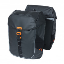 SACOCHE ARRIERE VELO DOUBLE BASIL MILES WATERPROOF 34L NOIR-ORANGE POUR SYSTEME MIK SUR PORTE BAGAGE (34x16x43cm)