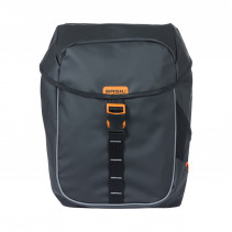 SACOCHE ARRIERE VELO DOUBLE BASIL MILES WATERPROOF 34L NOIR-ORANGE POUR SYSTEME MIK SUR PORTE BAGAGE (34x16x43cm)