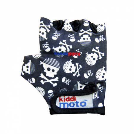 GANTS VELO ENFANT KIDDIMOTO SKULLZ TETE DE MORT NOIR TAILLE 5 ANS (PAIRE SOUS CARTE)