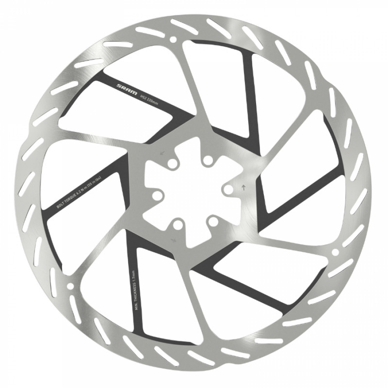 Disque de frein vtt 6 trous Sram hs2 220mm argent (bord arrondi)