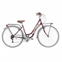 VELO CITY BIKE 28 CINZIA BEAUTY ACIER FEMME 6V ROUGE BURGUNDY TAILLE 45 (SHIMANO RS-36 TY-21)