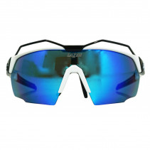 LUNETTES VELO LAZER VENTO MONTURE BLANCHE-NOIRE AVEC 3 VERRES INTERCHANGEABLES (SOLAIRE MIROIR, TRANSPARENT, ECLAIRANT JAUNE)