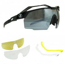 LUNETTES VELO LAZER VENTO MONTURE NOIRE MAT AVEC 3 VERRES INTERCHANGEABLES (SOLAIRE, TRANSPARENT, ECLAIRANT JAUNE) AVEC