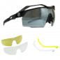 LUNETTES VELO LAZER VENTO MONTURE NOIRE MAT AVEC 3 VERRES INTERCHANGEABLES (SOLAIRE, TRANSPARENT, ECLAIRANT JAUNE) AVEC