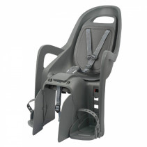 PORTE BEBE-SIEGE ENFANT ARRIERE POLISPORT A FIXER SUR PORTE BAGAGE FIXATION ETAU GROOVY GRIS COUSSIN GRIS (9 A 22Kgs)