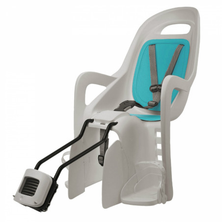 PORTE BEBE-SIEGE ENFANT ARRIERE POLISPORT A FIXER SUR CADRE GROOVY GRIS COUSSIN VERT CLAIR (9 A 22Kgs) COMPATIBLE CADRE 29"