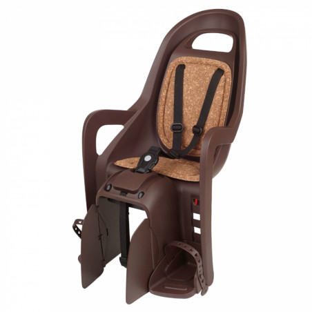 Porte bebe-siege enfant arriere Polisport a fixer sur porte bagage fixation etau groovy bio marron coussin liege recyclable (9